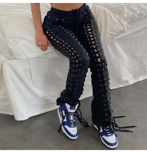 Long and Flowy Ladies' Cargo Pants - High Street Style Summer Solid Color Drawstring Trousers Long and Flowy Ladies' Cargo Pants - High Street Style Summer Solid Color Drawstring Trousers