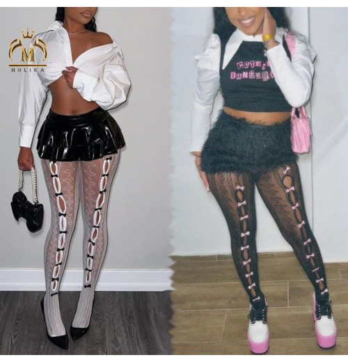New Trendy Women's Pants & Trousers Sexy High Waist Sheer See Through Lace Bow Scrunch Butt Women's Leggings With Panties New Trendy Women's Pants & Trousers Sexy High Waist Sheer See Through Lace Bow Scrunch Butt Women's Leggings With Panties