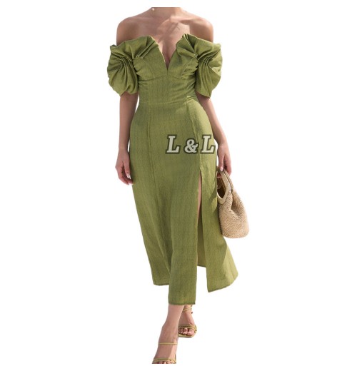 Guangzhou Factory Lingda Fashion Casual Women Clothes Summer elegant Short Sleeve Maxi solid color Women's Clothing Guangzhou Factory Lingda Fashion Casual Women Clothes Summer elegant Short Sleeve Maxi solid color Women's Clothing